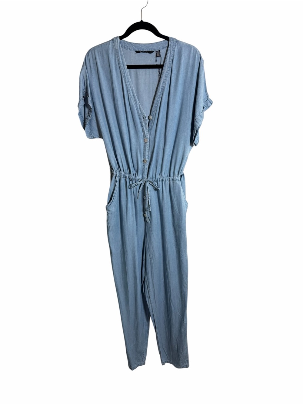 Vero Moda Light Blue V-Neck Button-Front Jumpsuit - Picture 4 of 6
